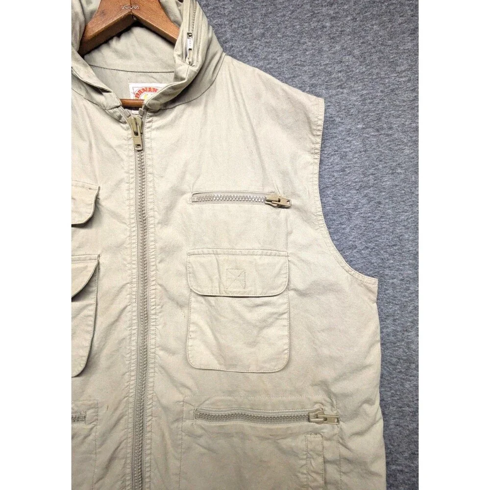 Banana Republic Safari Vest XL Khaki Vintage Utility Fishing Travel Vest W/Hood